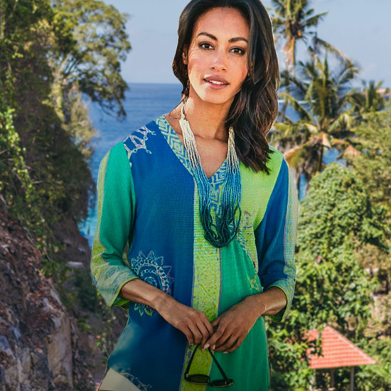 Faux Wrap Batik Tunic Top – Crystal Springs Batik - Shaybali